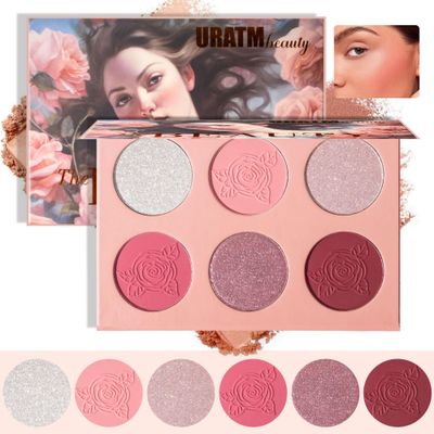 Narsen Radiant Ros Blush Palette - 6 Shades, Fresh Glow, Silky-Smooth Texture, Beginner-Friendly, No Pigment Residue Featuring, 3 Shimmer Shades and 3 Natural Soft Blush Tones | Eye Make Up Palette