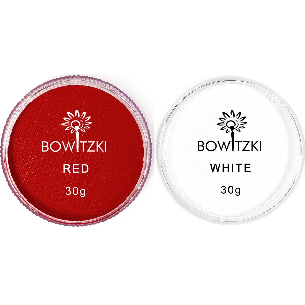Bowitzki 30g Professional Face Paint Body Paint Water Based Face painting Makeup Safe for Kids and Adults Split Cake Single Color (WhiteRed)
