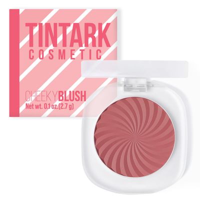 TINTARK Cheeky Blush Compact for Face Cheeks, Talc Free Blusher Palette, Matte Powder Makeup, Natural Healthy, Mauve Pink Magenta Peach Red, Vegan Cruelty Free