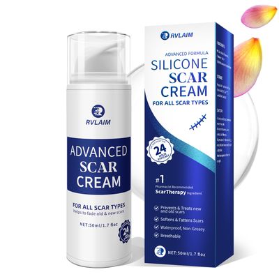 Rvlaim Scar Cream Gel, Advanced Silicone Scar Gel, Professional Scar Removal Cream for Surgical Scars, Stretch Mark, Keloid Bump, C-Section, Old and New Scars 1.7 oz(50g)