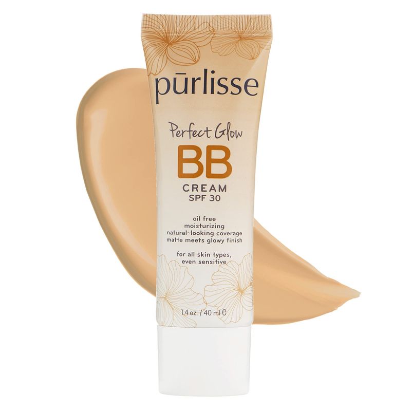 prlisse Perfect Glow BB Cream SPF 30 Clean &amp; Cruelty-Free, Medium Flawless Coverage, Hydrates with Jasmine | Light Medium 1.4oz