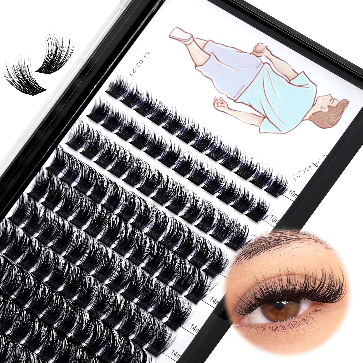 Dedila 120 Clusters Mixed 8-10-12-14mm10-12-14-16mm Individual False Eyelashes Dramatic Look Wide Stem Natual Long Volume Eye Lashes Extensions Beauty Tools (Mixed 10-12-14-16mm)