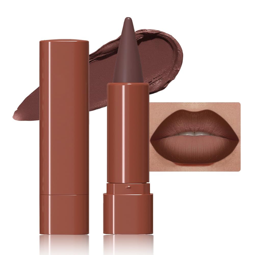 JUAAZIN Maroon Gradient Matte Lipstick Crayon Lip Liner pencil, Flawless Contour Gradual Ombre Effect lip Pencil, High Pigmented Long Lasting Waterproof Smudge Proof Lipstick Pencil 05#