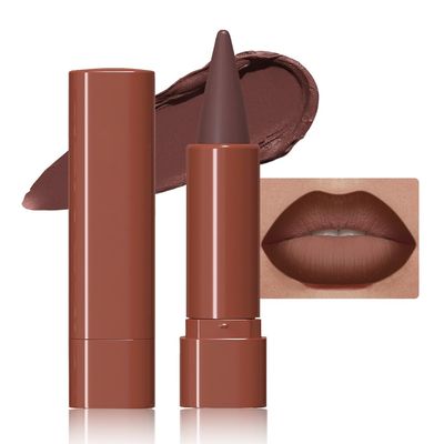 JUAAZIN Maroon Gradient Matte Lipstick Crayon Lip Liner pencil, Flawless Contour Gradual Ombre Effect lip Pencil, High Pigmented Long Lasting Waterproof Smudge Proof Lipstick Pencil 05#