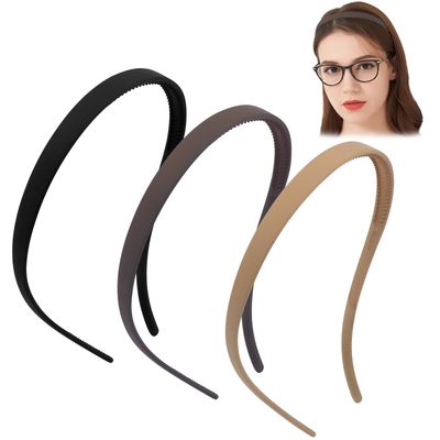TOBATOBA Flex No Pressure Headbands, Headbands for Glasses Wearers, Sunglasses Headband No Headache Headband Comfortable Headbands, Matte Plastic Headbands with Teeth, Non Slip for Women Girls