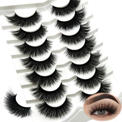 loladook Strip Lashes Wispy Cat Eye 3D Mink Lashes Fluffy Natural Fake Lashes Pack Volume Long D Curl Cateye False Eyelashes Natural Look (6-18mm)