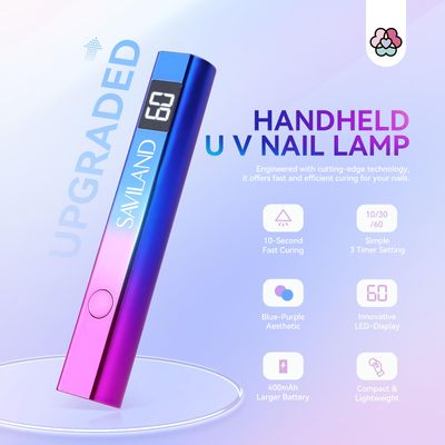 SAVILAND U V Light for Nails - Handheld U V Lamp for Gel Nails LED Nail Lamp Portable Mini Nail Dryer for Curing Gel Polish Nail Glue Gel USB Nail Art for Home DIY Manicure (12W)