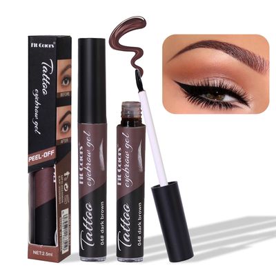 2Pcs Tattoo Eyebrow Gel, 24 Hour Long-Lasting Eyebrow Peel Off Tint, Waterproof Sweatproof Peel Off Brow Tint Tattoo Brow Gel, Easy to Peel Off Tattoo brow (04# Dark Brown)