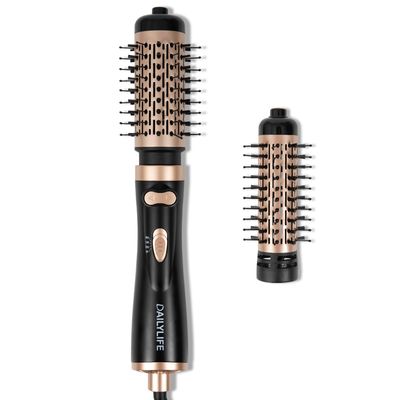DAILYLIFE Rotating Hair Dryer Brush, Hair Dryer Brush Spinning with 2 Brushes (1.5&quot; &amp; 2&quot;), Ceramic Coating &amp; Ionic Technology, Black &amp; Gold