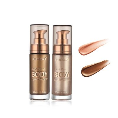 2 Pack PHOERA Body Luminizer, High Gloss Waterproof Body Luminizer Glitter Face Shimmer Moisturizer Lotion Tan Cream Foundation Makeup Bronzer(101 Rose Gold103 Glistering Bronze)