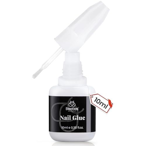 Beetles Nail Glue No Uv Light Needed Nail Bond Brush in Nail Glue for Press On Nails Fake Nails Super Strong Nail Glue for Nail Tips Long Lasting Acrylic Nails Gel Glue Valentines Gift for Women 10ML