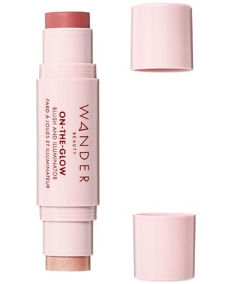 Wander Beauty On-the-Glow Blush and Illuminator - Sienna SunsetNude Glow - 7-in-1 Hydrating Cream Blush &amp; Highlighting Stick - Stick Blush for Cheeks, Lip &amp; Body - Highlighter Makeup &amp; Blush - 0.4 oz