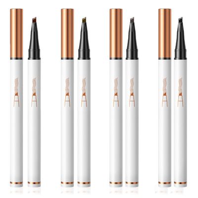 Kolvoii Microblading Eyebrow Pencil, 2024 New Eyebrow Tattoo Pencil, 3D Waterproof 4 Fork Tip Magic Eyebrow Pen, Natural Makeup Fine Stroke Long-Lasting Eyebrow Pencil Stay on All Day(4 Color)