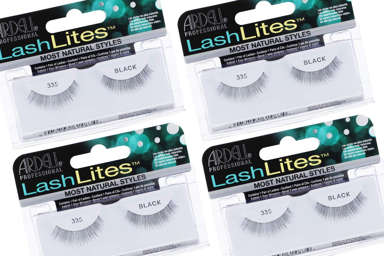 Ardell False Eyelashes LashLites 335 - Natural Look Lashes, Long-Lasting, Eyelash Extensions, 4 Pack