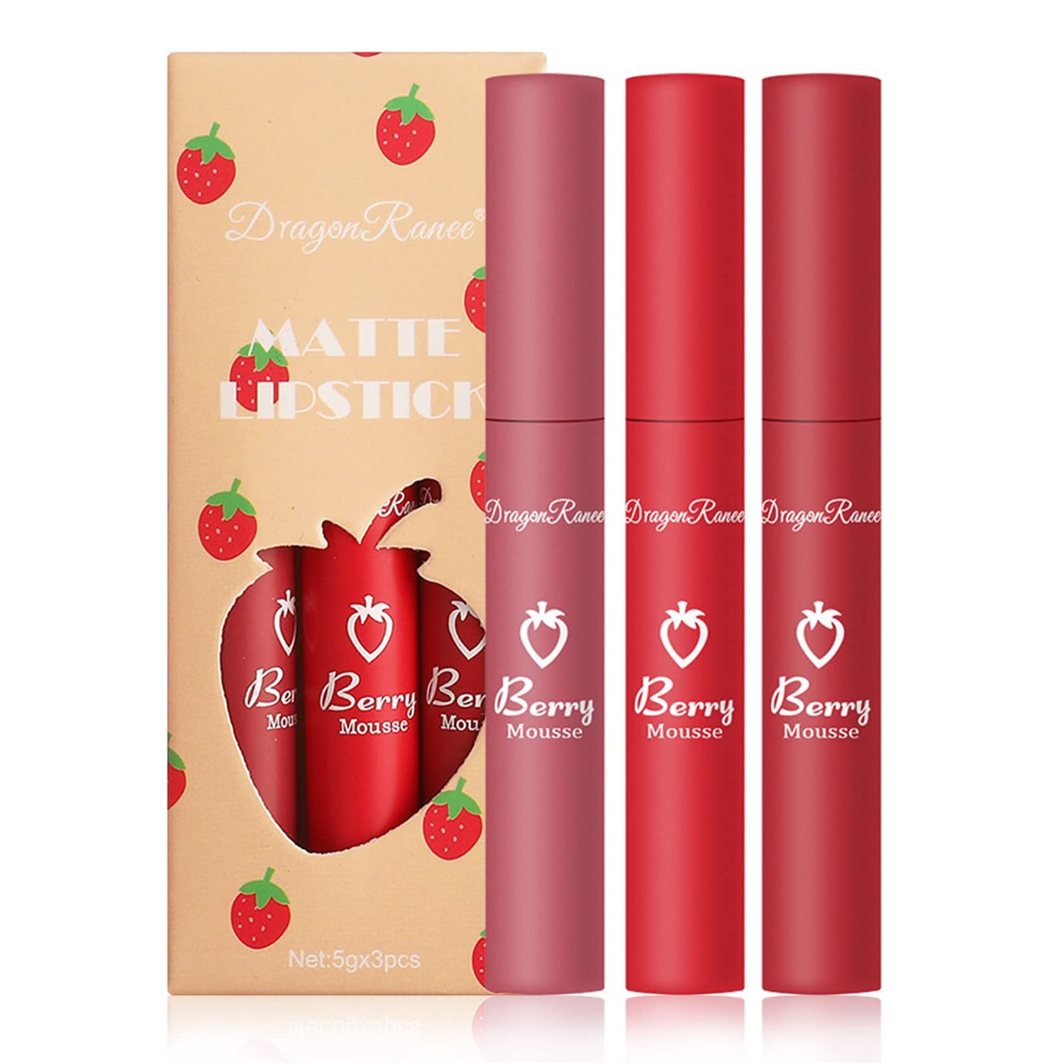 ZHISHUDL 3 Colors Matte Lip Stick Matte Nude Lipstick Set,Long Lasting Waterproof Non-Stick Cup Nude Lip Stick,Lip Stain Makeup Set for Women - Set B