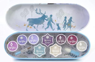 Markwins Disney Frozen Adventure Lip and Face Tin - Tin Canister with 11-Pops of Colour and Accessories for Lips and Face - Makeup Set for Kids - Gift for Girls