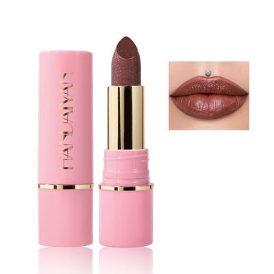 Easilydays Metallic Brown Lipstick Long Lasting, Shimmer Diamond Creamy Lipstick Waterproof Transfer Proof, Lip Color Full Coverage Non Stick Cup Lightweight Lip Makeup for Women, 08# Celebration