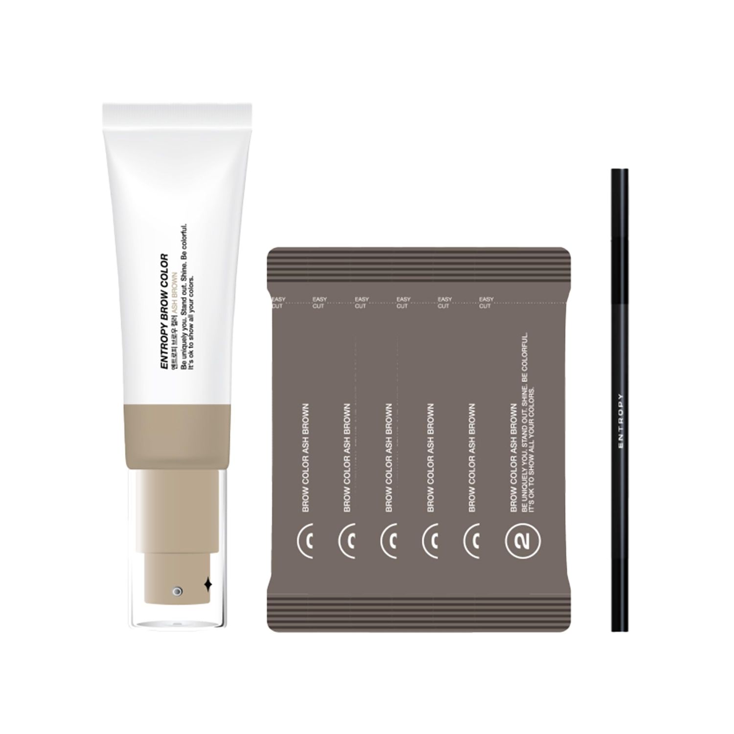 ENTROPY MAKEUP Brow Color #Ash Brown - Long-Lasting Eyebrow Tinting Kit for Natural-Looking Brows, Up to 4 Weeks, Nourishing Aloe Vera &amp; Moringa Extract, 6 Applications, Easy-to-Use