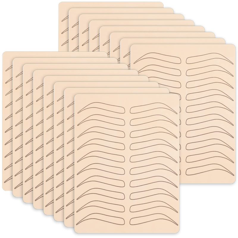 16 Pieces Microblading Supplies Double Sided Practice Skin for Eyebrows Practice Fake Skin Latex Practice Skin Microblading Kit No Ink Practice Skin Makeup Silicone Skins to Practice Brow(Black)