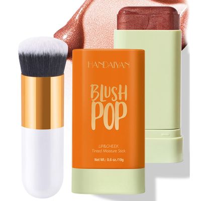Cream Blush Stick, Contour Beauty Wand, Tinted Moisturizer Stick, Multi-Use Milk Blush Stick for 2-in-1 Cheek and Lip Tint &amp; Eyeshadow, Waterproof Vegan Solid Tinted Matte Blush Stick (06#)