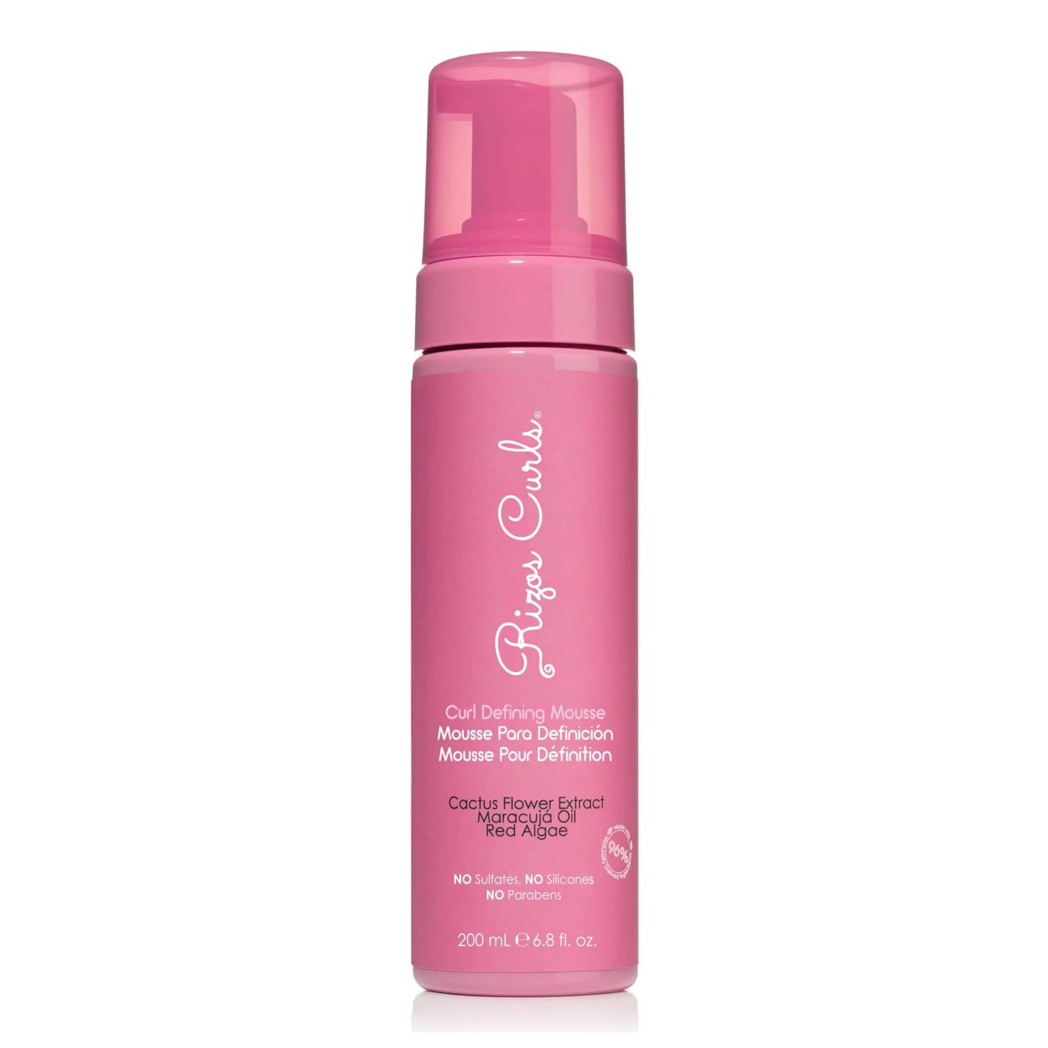 Rizos Curls Curl Defining Mousse, Hydrate &amp; Define, Soft Hold for Volume &amp; Definition, Frizz Free Shine with Coconut Water, Cactus Flower Extract &amp; Maracuja Seed Oil, All Curl Patterns 2a - 4c, 6.8 oz