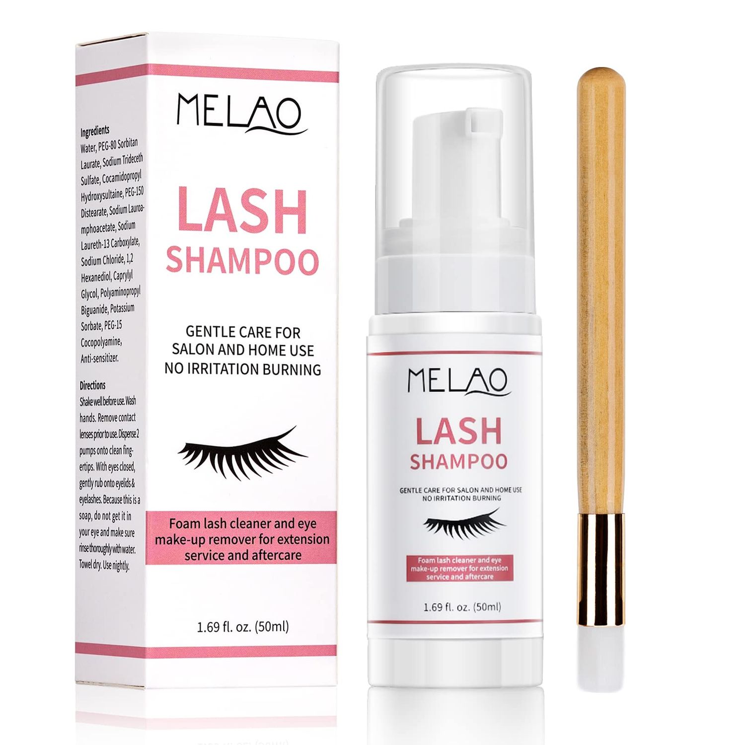 Mererke_Pretty Eyelash Extension Cleanser, Lash Shampoo for Lash Extensions, Lash Cleanser for Extensions, Paraben &amp; Sulfate Free lash shampoo for Salon and Home Use 1.69 fl.oz