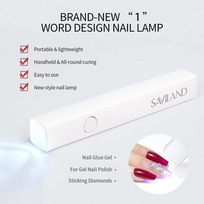 SAVILAND U V Light for Nails Handheld Gel X Lamp for Gel Nails Flash Cure Lamp for Gel Nails LED Nail Lamp Portable Mini Nail Dryer Gel Polish Nail Glue Gel USB Flashlight Home DIY Manicure Nail Art