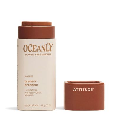 ATTITUDE Oceanly Plastic-Free Lightweight Bronzer Stick, Titanium Dioxide-Free, EWG Verified, Vegan &amp; Cruelty-free Makeup, Coffee, 0.3 Ounces