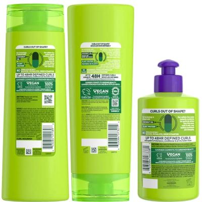 Garnier Fructis Curl Nourish Sulfate Free Moisturizing Shampoo, Conditioner  Air Dry Cream Defining Butter Set (3 Items), 1 Kit (Packaging May Vary)