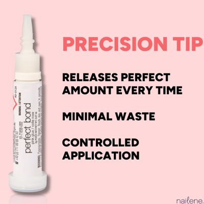 Nailene Perfect Bond Nail Glue - Durable, Easy to Apply False Nail Glue - Repairs Natural Nails - Quick-Drying Nail Adhesive Lasts Up to 7 Days - Pink Tint - 2 g0.07 oz - 2 Pack