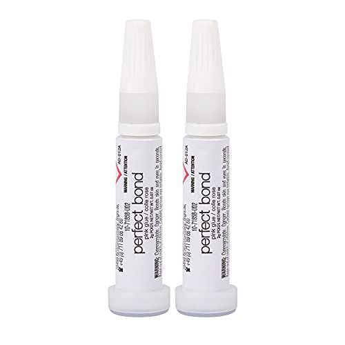 Nailene Perfect Bond Nail Glue - Durable, Easy to Apply False Nail Glue - Repairs Natural Nails - Quick-Drying Nail Adhesive Lasts Up to 7 Days - Pink Tint - 2 g0.07 oz - 2 Pack