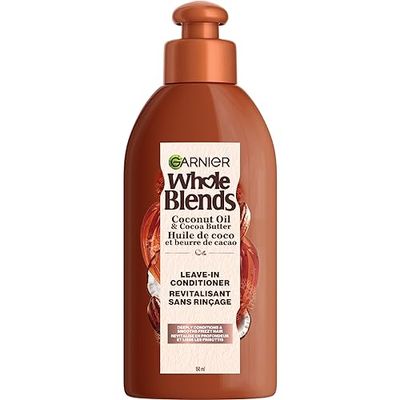 Garnier Whole Blends Coconut Oil &amp; Cocoa Butter Smoothing Leave in Conditioner for Frizzy Hair, 5.1 Fl Oz, 1 Count (Packaging May Vary)