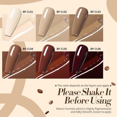Born Pretty Brown Gel Nail Polish Skin Tone Nude Gel Polish Roasted Chestnuts Chocolate Gel Polish Collection Neutral Beige Khaki Gel Nail Polish Set Fall Winter Gel Nail Polish