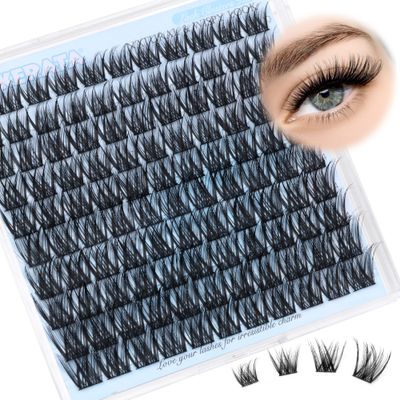 PHKERATA Wispy Lash Clusters Natural Cluster Eyelash Extensions, 110 pcs C Curl Individual Lashes 10-16 mm Mix Length, Reusable Eyelash Clusters with Thin Lash Band