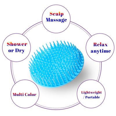 YEALIFE 4Pack Hair Scalp Exfoliator Brush Dandruff Cleaning Brush, Flexible Scalp Massager Brush, Shower Scalp Shampoo Brush for Home, Office, Travel and Pets(Flexible BluePinkOrangeGreen)