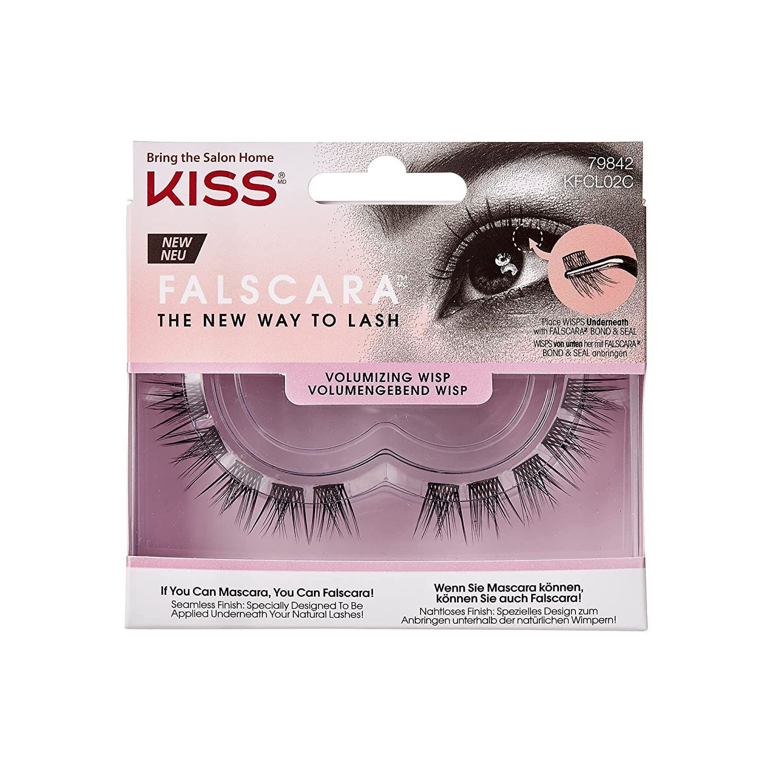 KISS Falscara DIY Eyelash Extension Volumizing Wisps - Featherlight Synthetic Reusable Artificial Eyelashes Pack of 10 Mini Lash Clusters for that Authentic Eyelash Extension Look