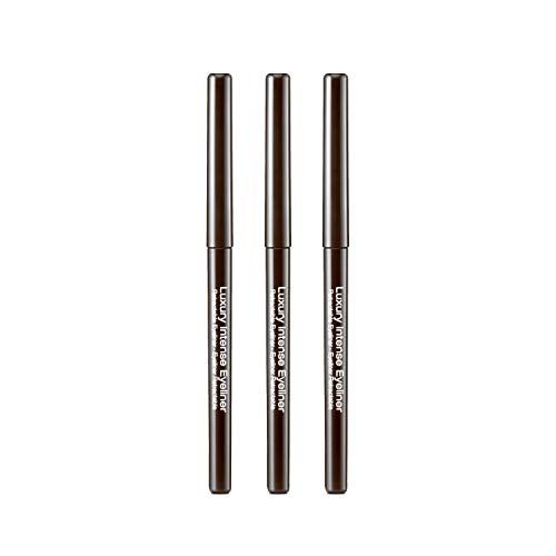 KISS New York Professional Retractable Eyeliner, Luxury Intense Highly Pigmented Eye Makeup, Long-Lasting, Water-Resistant, Smudge-Proof, Smooth Gliding (3 PACK, Dark Brown)