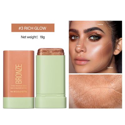 Tiejdhr Multi-Use Makeup Blush Stick, Beauty Tinted Solid Blush Stick,Facial Contouring Highlight & Brighten Face Stick, Waterproof Moisturizer Stick, Suitable for All Skin (3#Rich Glow)