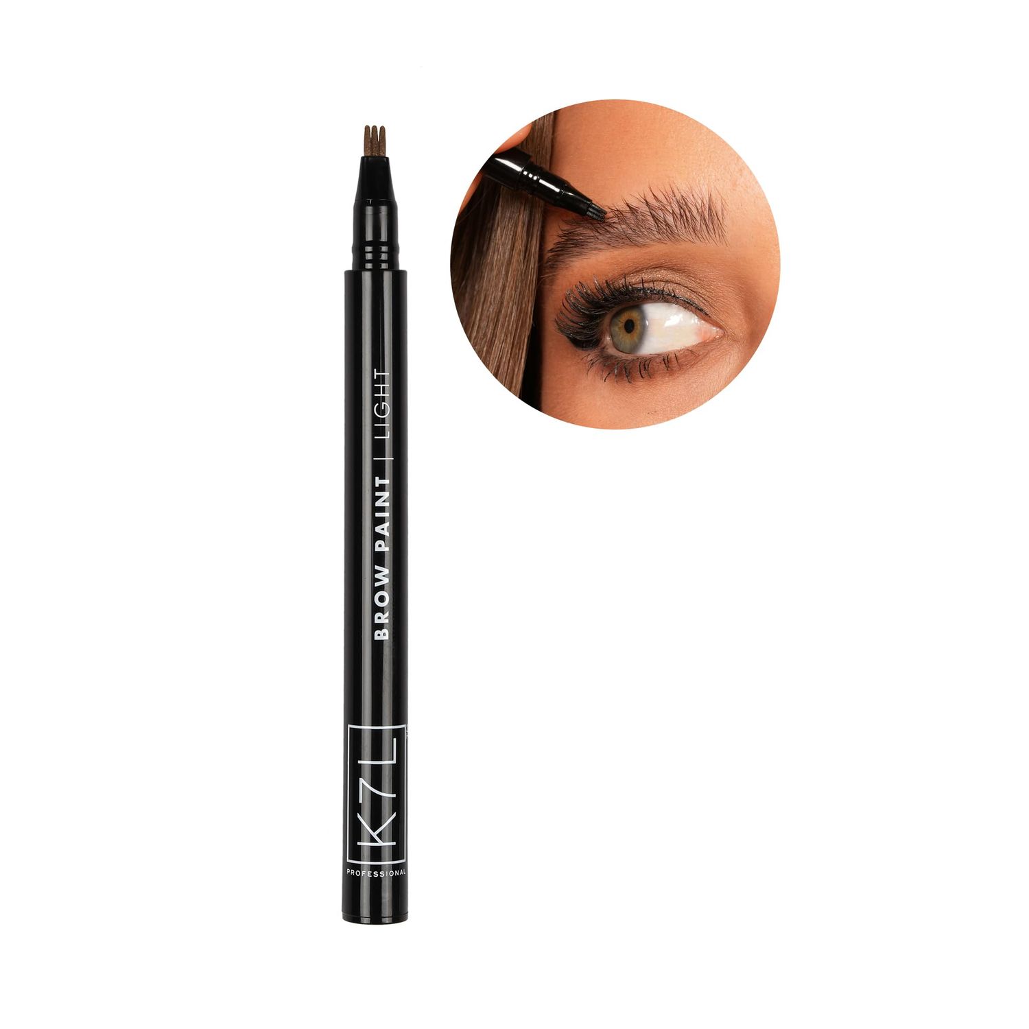 Eyebrow Pen (Vegan) For Natural Hair-like Strokes With Microblade 3-Prong Tip - Smudge-proof &amp; Long-Lasting - Light