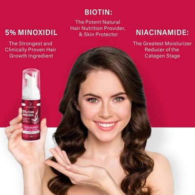 Women's 5% Minoxidil Foam Hair Growth Treatment for Women's Thicker and Fuller Hair, 2 Pack of 2.10 oz