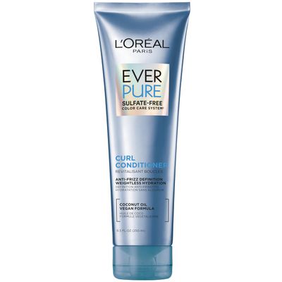 L&#39;Oreal Paris Sulfate Free Conditioner for Curly Hair, Lightweight, Anti-Frizz Hair Care with Coconut Oil, EverPure, 8.5 Fl Oz (Packaging May Vary)