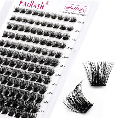 Lash Clusters DIY Eyelash Extensions 96 Clusters Lashes D Curl 0.07 Natural Individual Lash Extensions Mixed Tray False Eyelashes Soft &amp; Strong Thin Band DIY at Home (F32-0.07D, 8-16mm)