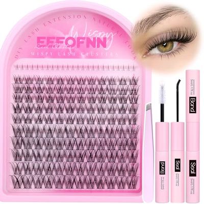 Eefofnn Natural Lash Clusters Kit Wispy Eyelash Extension Kit 8-16mm Eyelash Clusters with Bottom Lashes D Curl Clusters Cluster Eyelash Extensions Kit 144Pcs Individual Lashes Venus Lash Clusters Kit