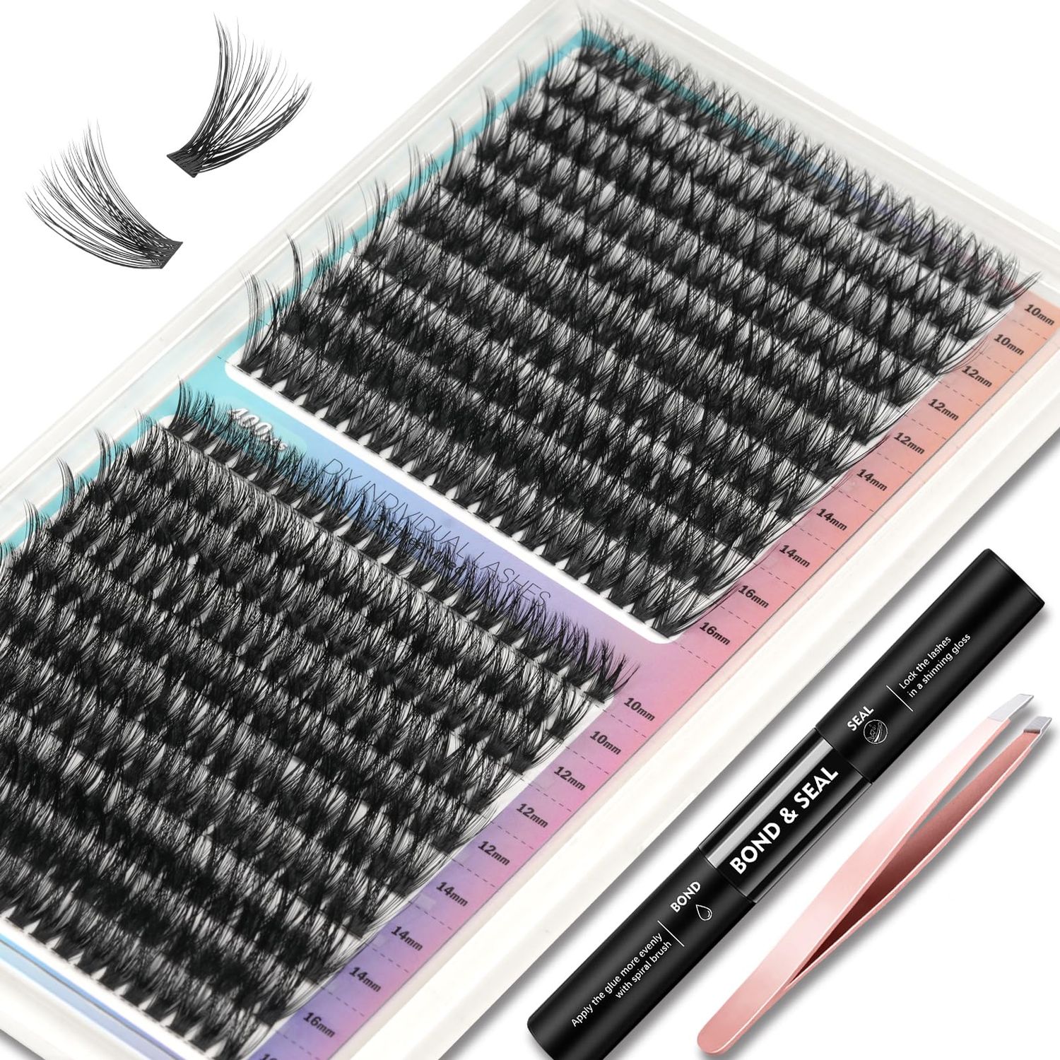 FLOMAZE 400pcs Lash Clusters, 50D60D Thick Eyelash Clusters C Curl Wispy Individual Lashes 10-18mm Cluster EyelashExtensions False Mink Eyelashes DIY Flat Lash Extension (50D60D)