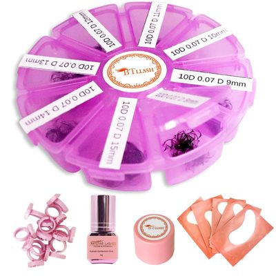 BTLLSSH 800 Fans Premade Fans 0.31-0.63INCH Eyelash Extensions doll eye lash clusters Premade Lash Fans 8-15mm Mixed Length Promade Loose Fans Thin Base Premade Volume Lash Extension(10D 0.07D)