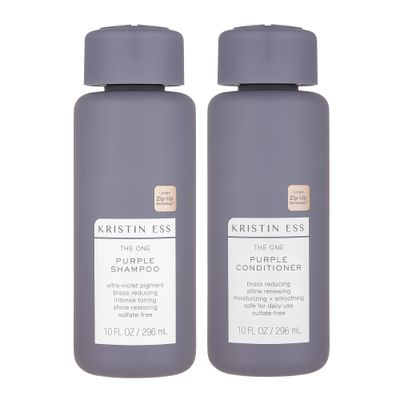 Kristin Ess Hair Purple Shampoo and Conditioner Set for Blonde, Brunette, Silver  Gray Hair, Anti Brass  Yellow Tones, Safe for Color Treated Hair, Sulfate Free Toning Shampoo Conditioner