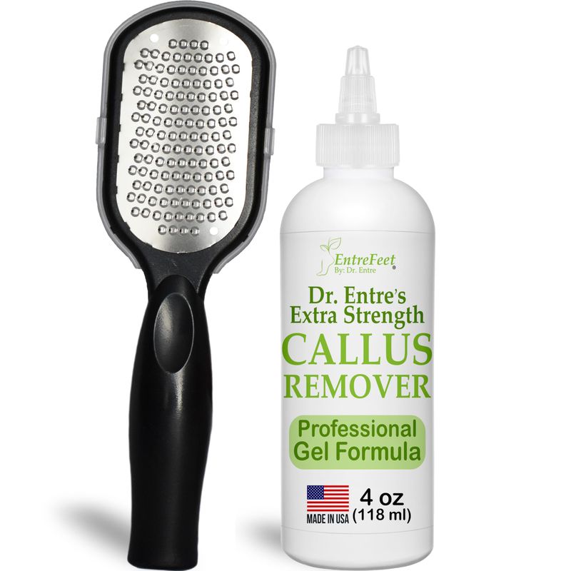 Dr. Entre's Callus Remover Gel &amp; Foot File Extra Strength Callus Remover for Feet, Foot Callus Remover Care, Pedicure Tools Supplies, Spa Kit, Dead Skin Scrubber, 4 oz