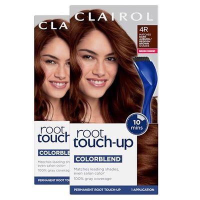 Clairol Root Touch-Up by Nice&#39;n Easy Permanent Hair Dye, 4R Dark AuburnReddish Brown Hair Color, 2 Count