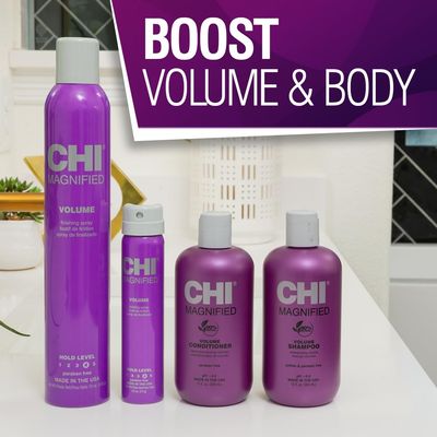 CHI Magnified Volume Finishing Hair Spray, Boosts Volume &amp; Body For Maximum Fullness, Builds Resilience &amp; Strength &amp; Adds Shine, 12 Oz