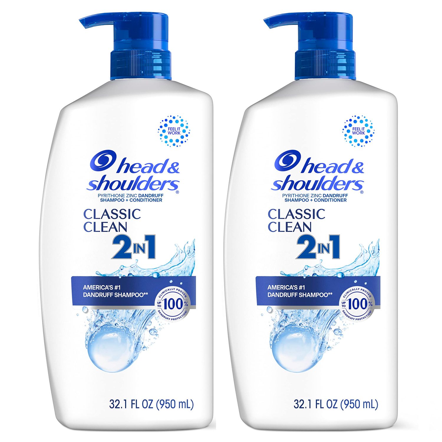 Head &amp; Shoulders 2-in-1 Classic Clean Anti-Dandruff Shampoo &amp; Conditioner Twin Pack, Paraben-Free, Color-Safe, Fresh Scent, 32.1 Fl Oz (Set of 2)